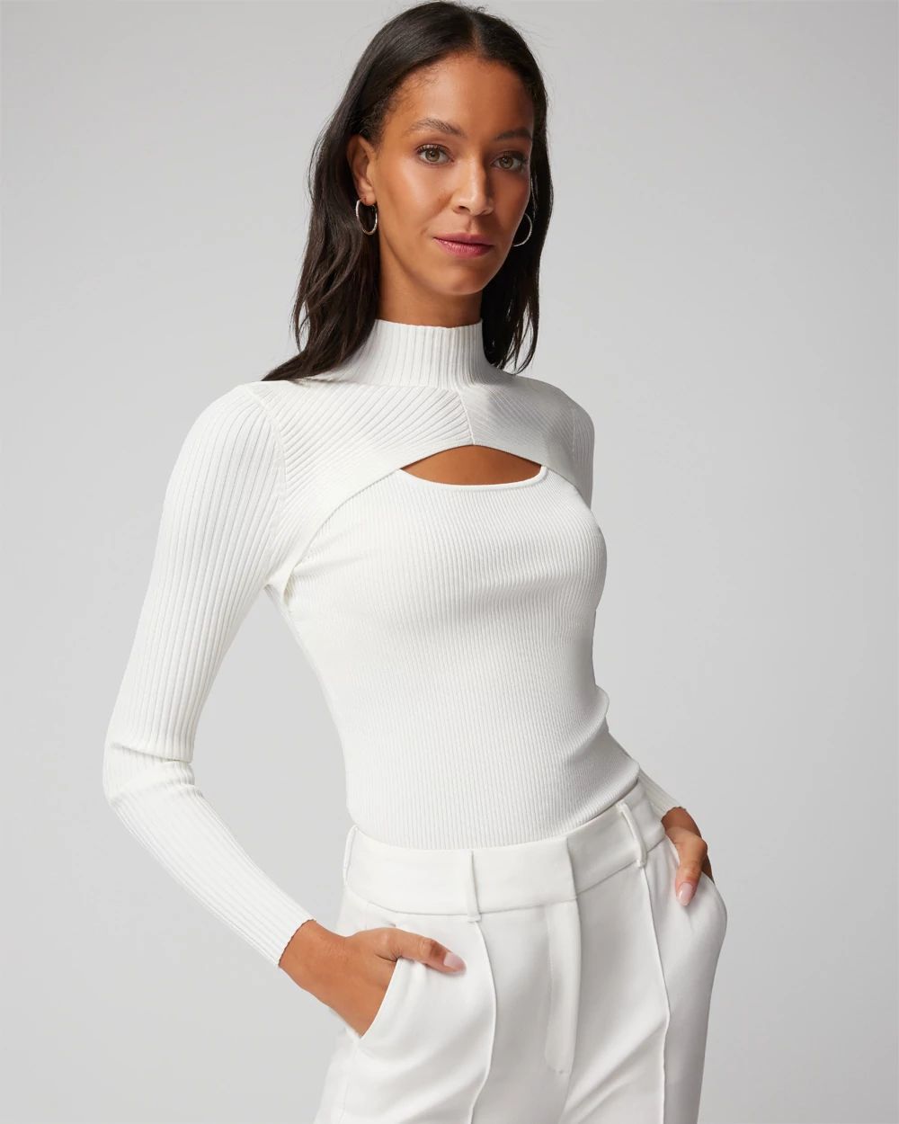 Cutout mock sale neck top